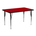 Flash Furniture – Table d’activités rectangulaire (24 x 48 po), surface thermofusionnée, pattes standards réglables, rouge-Table d'activités rectangulaire populaire